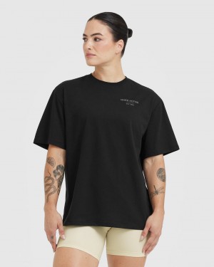 Black Oner Active Classic Lifters Graphic Oversized Lightweight T Shirts | 63048BVOL