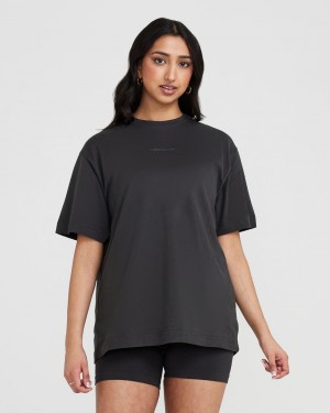 Black Oner Active Classic Mirror Graphic Oversized T Shirts | 48769DVSQ