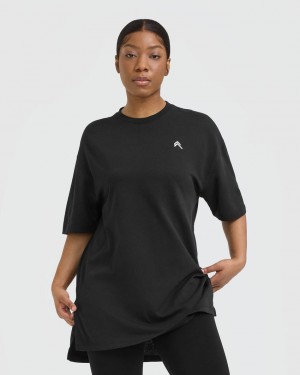 Black Oner Active Classic Oversized Longline T Shirts | 24850YTKE