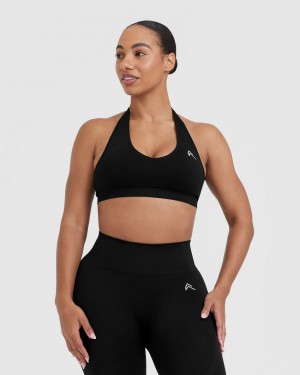 Black Oner Active Classic Seamless 2.0 Halter Neck Bralette Sports Bras | 54106APMK