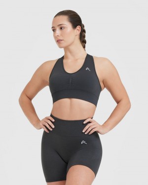 Black Oner Active Classic Seamless 2.0 V-Neck Bralette Sports Bras | 39405KAZN