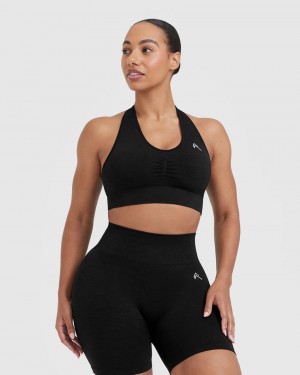 Black Oner Active Classic Seamless 2.0 V-Neck Bralette Sports Bras | 60831MWXB