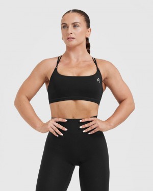 Black Oner Active Everyday Cross Over Bralette Sports Bras | 03971VBZC