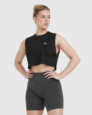 Black Oner Active Go To Muscle Crop T Shirts | 96837WCEN