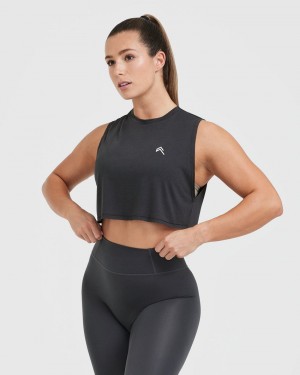 Black Oner Active Go To Muscle Crop T Shirts | 40623MDOS