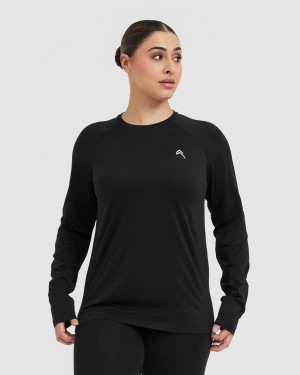 Black Oner Active Go To Seamless Loose Long Sleeve T Shirts | 20791RVWX