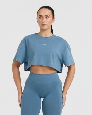 Blue Oner Active Classic Oner Graphic Crop Lightweight T Shirts | 16034FKNA