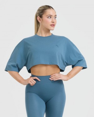 Blue Oner Active Classic Relaxed Crop Lightweight T Shirts | 23064EBFY