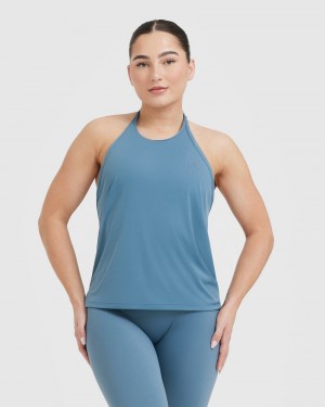 Blue Oner Active Go To High Neck Loose Crop T Shirts | 93276SAZH