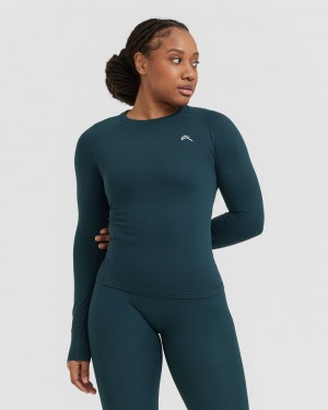 Blue Oner Active Go To Seamless Fitted Long Sleeve T Shirts | 97531XUFS