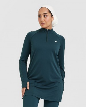 Blue Oner Active Go To Seamless Loose Long Sleeve Longline T Shirts | 59623RFOV