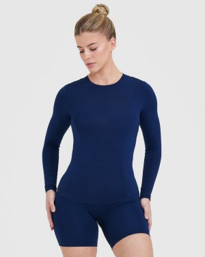 Blue Oner Active Mellow Soft Long Sleeve T Shirts | 49237MOZB