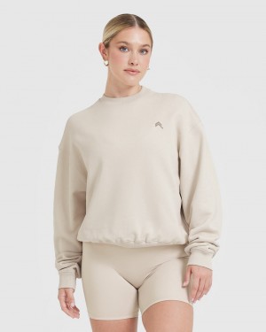 Brown Oner Active All Day Lightweight Oversized Sweatshirts | 43675VEJI