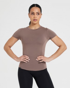 Brown Oner Active Mellow Soft Short Sleeve T Shirts | 17968QBGR