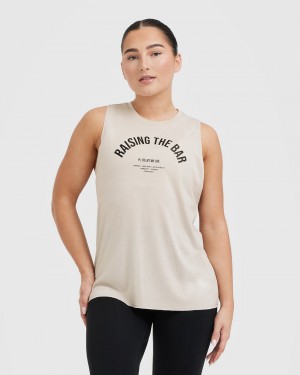 Brown Oner Active Raising The Bar Graphic Unisex Muscle T Shirts | 43059XSEN