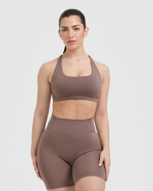 Brown Oner Active Timeless Square Neck Sports Bras | 04219JZCP