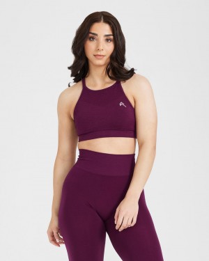 Burgundy Oner Active Effortless Seamless High Neck Bralette Sports Bras | 26185VESN