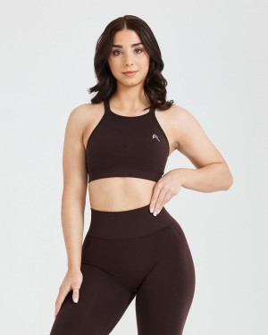 Dark Grey Oner Active Effortless Seamless High Neck Bralette Sports Bras | 60589AWRX