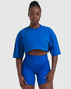 Deep Blue Oner Active Classic Relaxed Crop Lightweight T Shirts | 72650MLDQ