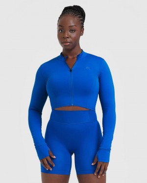 Deep Blue Oner Active Timeless Crop Jackets | 04829MYUO