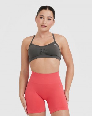 Deep Grey / Brown Oner Active Effortless Strappy Bralette Sports Bras | 85297AYFV