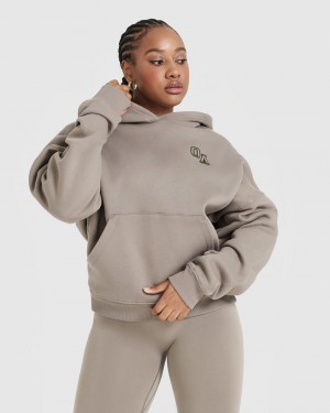 Grey Oner Active All Day Varsity Oversized Hoodie | 41783UPMG