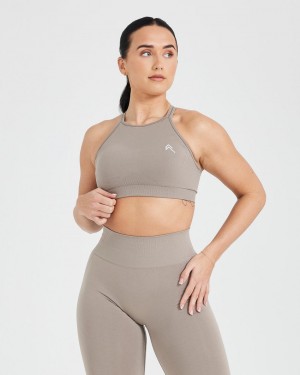 Grey Oner Active Effortless Seamless High Neck Bralette Sports Bras | 48679OLGB