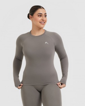 Grey Oner Active Go To Seamless Fitted Long Sleeve T Shirts | 60187EXWM