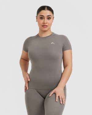 Grey Oner Active Go To Seamless Fitted T Shirts | 73081KHUX