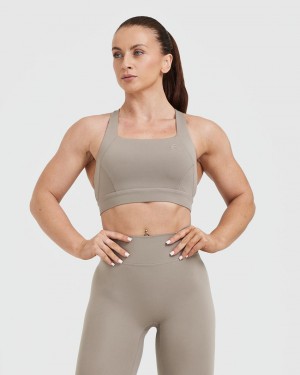 Grey Oner Active Timeless Wide Strap Sports Bras | 73105OEHL