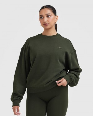 Khaki Oner Active All Day Lightweight Oversized Sweatshirts | 41973ATLF