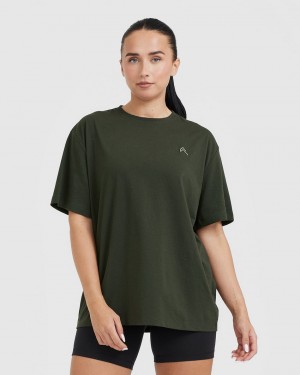 Khaki Oner Active Classic Oversized Lightweight T Shirts | 36104WJZK