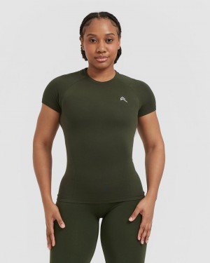 Khaki Oner Active Go To Seamless Fitted T Shirts | 29870LBTC