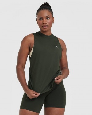 Khaki / Green Oner Active Go To Muscle T Shirts | 96810QUAF