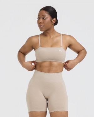 Light Brown Oner Active Everyday Bandeau Bralette Sports Bras | 50614OJWN