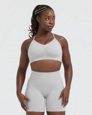 Light Grey Oner Active Effortless Strappy Bralette Sports Bras | 92841RGCK