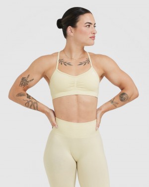 Light Yellow Oner Active Effortless Strappy Bralette Sports Bras | 87510SIVE