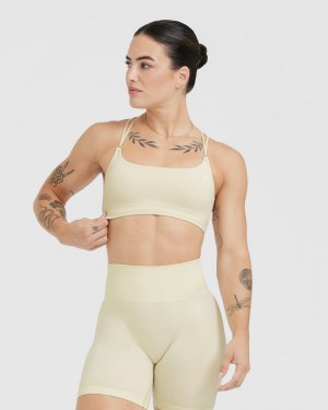 Light Yellow Oner Active Everyday Cross Over Bralette Sports Bras | 51726VBQK