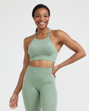 Olive Oner Active Effortless Seamless High Neck Bralette Sports Bras | 17924DVOL