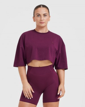 Purple Oner Active Classic Relaxed Crop Lightweight T Shirts | 28416NWKR