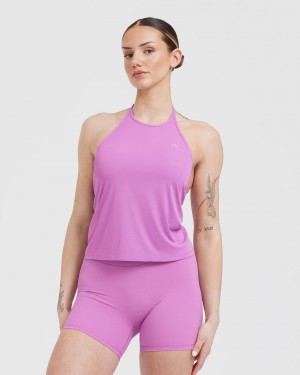 Purple Oner Active Go To High Neck Loose Crop T Shirts | 25918CVYE