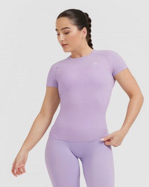 Purple Oner Active Go To Seamless Fitted T Shirts | 63785AJTL