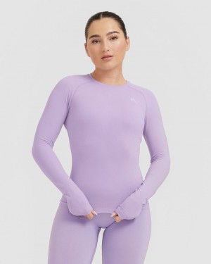 Purple Oner Active Go To Seamless Fitted Long Sleeve T Shirts | 24518MODR