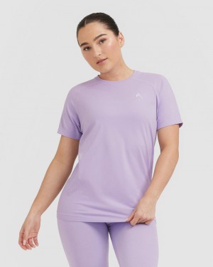 Purple Oner Active Go To Seamless Loose T Shirts | 28064HRFC