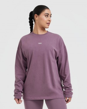 Purple Oner Active Raising The Bar Graphic Unisex Long Sleeve T Shirts | 05814YSBR