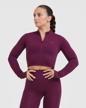 Purple Oner Active Timeless Crop Sweatshirts | 78403OXSY