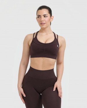 Purple / Brown Oner Active Effortless Seamless Layered Sports Bras | 06829OPNY