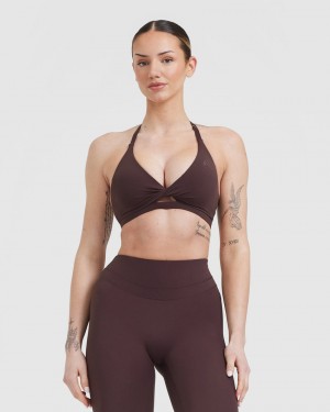 Purple / Brown Oner Active Unified Twist Sports Bras | 92748FOYD