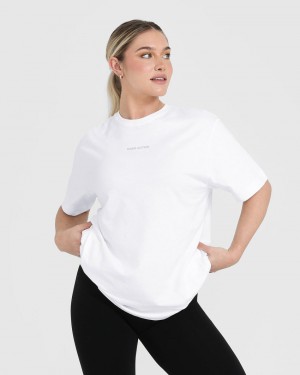 White Oner Active Classic Mirror Graphic Oversized T Shirts | 38671XKZY