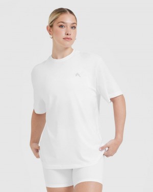 White Oner Active Classic Oversized Lightweight T Shirts | 47165WLJQ